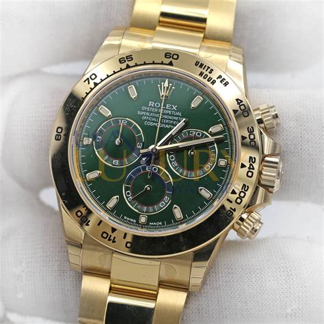 gold rolex daytona green dial|rolex cosmograph daytona 116508.